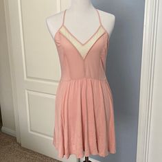 Nwt. Size Medium. Pink Is A Peach-Pink Color. Pink Material Is Super Soft With Some Areas Of Sheer White Lace Like Material. Fitted Blush Mini Dress For Summer, Summer Pink Stretch Mini Dress, Pink Stretch Mini Dress For Summer, Peach Mini Dress For Summer Vacation, Peach Summer Mini Dress For The Beach, Peach Mini Dress For Summer Beach, Summer Vacation Peach Mini Dress, Peach Mini Dress For Beach, Peach Summer Mini Dress For Beach