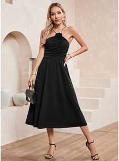 JJ's House No Polyester Midi Halter Spring Summer A-line NO Black S Height:5.7ft(174cm) Bust:33.5in(85cm) Waist:26in(66cm) Hips:36in(91cm) Dress. #JJ's House #No #Polyester #Midi #Halter #Spring #Summer #Aline #NO #Black #S #Dress Elegant Non-stretch A-line Midi Dress, Non-stretch A-line Midi Dress Elegant, Non-stretch Pleated A-line Midi Dress, Casual A-line Midi Dress For Cocktail, Cocktail Dress Classy, Halter Cocktail Dress, House No, Classy Dress, Midi Dresses