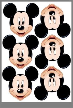 mickey mouse faces with different expressions for each character in the cartoon series, which includes four heads