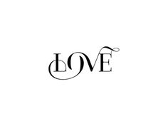 the word love written in black ink on a white background