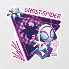 a sticker with an image of a spider in front of the words ghost - spider