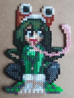 the pixel art is made out of plastic beads