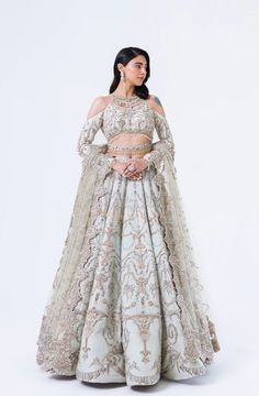 White Pakistani Bridal Dress in Lehenga Choli Style White Pakistani Bridal, White Pakistani Bridal Dress, Choli Style, White Lehenga Choli, Pakistani Bridal Dress, Pakistan Dress, White Lehenga, Bridal Dresses Pakistan, Pakistani Wedding Outfits