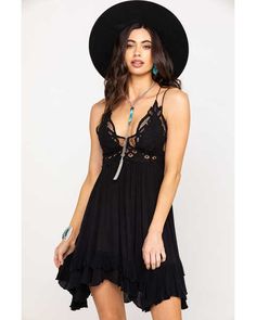 Free People Women's Adella Slip Dress Free People Adella, Mini Slip Dress, Black Lace Dress, Free People Black, Romper With Skirt, Free People Dresses, Free People Dress, Black Lace, Black Fashion