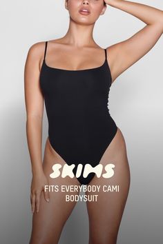 With its wide scoop neckline and low back providing the perfect foundation under clothing, this Cami Bodysuit is an essential wardrobe foundation. Features a high cut leg opening and thong back that remains invisible under clothing. | SKIMS Cami Bodysuit | Black | 3XL | Fits Everybody Under Clothing, Silk Gifts, Cami Bodysuit, Essential Wardrobe, Winter Chic, Bodysuit Black, Perfect Foundation, Black Xs, Fall Shopping