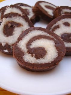 chocolate and white swirl cookies on a plate