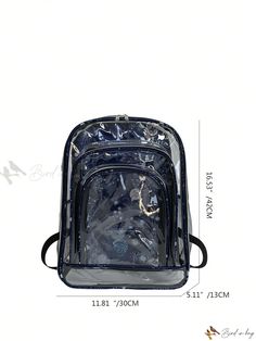 Bird in Bag - Stylish Transparent Student Backpack Featuring a Sporty Printed Design Nylon Backpack With Transparent Straps For Everyday Use, Back To School Nylon Bag With Clear Strap, School Backpack With Clear Strap In Nylon, Clear Standard Backpack For School, Clear Nylon Backpack For Travel, Clear Rectangular Nylon Backpack, Daily Use Backpack With Transparent Straps, Clear Nylon Bags For Back To School, Back To School Bag With Clear Strap