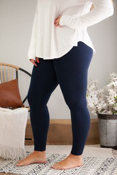 The best leggings that have a slimming waistband and long length! Our bestselling high waist leggings available in various colors. They are super high rise and stretchy. High rise stretchy long length leggings for women. High waist Tummy control Super stretchy One size fits most (0-12) Navy Blue Leggings Outfit, Navy Leggings Outfit, High Waisted Leggings Outfit, Blue Leggings Outfit, Dress And Ankle Boots, Plus Size Legging Outfits, Leggings Outfit Casual, Navy Blue Leggings, Teaching Outfits