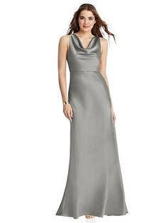 Cowl-Neck Midi Tank Dress - Esme | The Dessy Group Charmeuse Fabric, A Line Maxi Dress, Exquisite Gowns, Bias Cut Skirt, Cowl Neck Dress, Infinity Dress, Dress Order, Maxi Slip Dress, Maxi Tank Dress