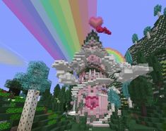 an image of a rainbow colored building in minecraft