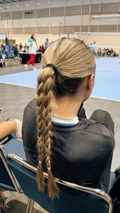 slickback braids Slick Back With Two Braids, Volleyball Hair