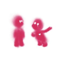 two red teddy bears are shown in this artistic photo, one is blurry and the other is slightly blurred