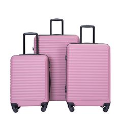 Description: Experience a blend of functionality and style with our 3-piece ABS luggage set. Designed to be extremely lightweight and durable, this set includes a 20" carry-on and 24" and 28" check-in suitcases. Hardside Luggage Sets, 3 Piece Luggage Set, Lightweight Suitcase, Storage Trunks, Suitcase Set, Sofa Bed With Storage, Suitcase Packing, Pink Plastic, Luggage Sets