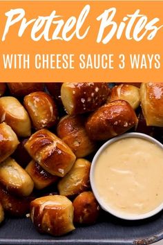 pretzel bites with cheese sauce 3 ways