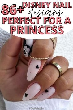 Minimalist Nails Disney, Disney Nails Valentines, Almond Disney Nails Designs, Cute Disney Nails Acrylic Simple, Disney Nails Elegant, Cool Disney Nails, Pink Nails Disney, Disney Valentine Nails, Matte Disney Nails