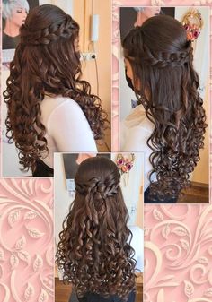 Hairstyle Hoco, Membentuk Alis, Hoco Hair Ideas Curls, Quinceanera Hairstyles, Curls For Long Hair, Quince Hairstyles, Updo Hairstyle, Long Hair Wedding Styles, Prom Hairstyles For Long Hair