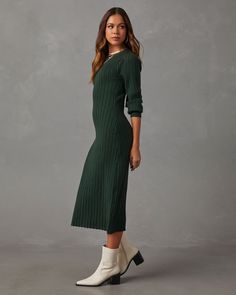 It just doesn't get any more chic and cozy than the Robin Balloon Sleeve Sweater Midi Dress, made from a soft, ribbed knit fabric. The balloon sleeves and back opening makes this dress stand out from anything else in your closet. ● Crew neckline & back opening with ties ● Balloon sleeves ● Midi length ● Ribbed knit fabric ● No closures or lining ● 50% Viscose 28% Polyester 22% Nylon Fall Stretch Midi Dress For Loungewear, Stretch Midi Dress For Fall Loungewear, Chic Ribbed Fall Dresses, Elegant Ribbed Midi Loungewear Dress, Elegant Ribbed Midi Dress For Loungewear, Green Ribbed Winter Dresses, Winter Ribbed Midi Dress, Ribbed Midi Dress For Winter, Ribbed Stretch Dresses For Fall