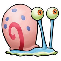 a cartoon snail with two eyes and one nose