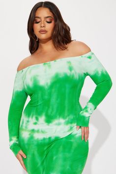 Available In Lime And Purple/combo. Maxi Dress Off Shoulder Long Sleeve Tie Dye Design Stretch Disclaimer: Due To The Specialized Wash. Each Garment Is Unique. 94% Cotton 6% Spandex Imported | Eccentric Bizarre Maxi Dress in Lime size Small by Fashion Nova Green Off-shoulder Bodycon Dress For Spring, Green Long Sleeve Bodycon Summer Dress, Dress Off Shoulder Long, Dress Off Shoulder, Tie Dye Designs, Fashion Nova, Off Shoulder, Tie Dye, Dye