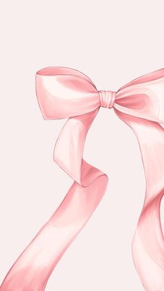 a pink ribbon with a bow on it's end is shown in this image