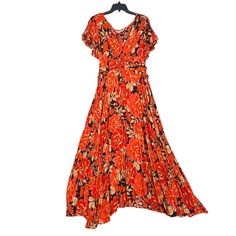 Abel The Label Sold At Anthropologie Vivid Dreams Maxi Dress Floral Flutter Sleeves Tie Waist New With Tags Size Xs This Dress Is New With Tags Questions And Offers Are Welcome. Orange V-neck Maxi Dress With Floral Print, Orange A-line Vacation Dress, Flowy Orange Floral Print Dress, Flowy Orange Floral Print Midi Dress, Flowy Orange V-neck Dress, Orange Flowy Midi Dress With Short Sleeves, Orange Rayon V-neck Dress, Orange V-neck Rayon Dress, Orange Loose Fit Midi Dress With Short Sleeves