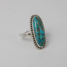 Blue Turquoise Ring, Statement Ring, 925 Sterling Silver Ring, Engagement Ring, Boho Jewelry, Women Ring, Jewelry For Her, Copper Turquoise. Engagement Ring Boho, Ring Turquoise, Brings Joy, Bleu Turquoise, Turquoise Rings, Ring Boho, Evil Spirits, Women Ring