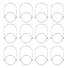 a set of twelve circular wire frames on a white background