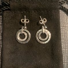 Never Worn Pandora Earrings Elegant Everyday Earrings Stamped 925, Trendy Nickel-free Sterling Silver Clip-on Earrings, Sterling Silver Clip-on Hoop Earrings As Gift, Nickel-free Bronze Dangle Hoop Earrings, Nickel-free Sterling Silver Hoop Clip-on Earrings, Nickel-free Silver Onyx Earrings, Pandora Earrings, Sterling Silver Earrings, Silver Earrings