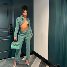 Sexy Two Piece Set. Brand New Never Worn!! Casual Green Fitted Pant Set, Green Casual Two-piece Bottoms Set, Fitted Green Two-piece Matching Set, Fitted Green Two-piece Set, Green Two-piece Long Sleeve Pant Set, Pants Set, Pant Jumpsuit, Two Piece, Pants For Women