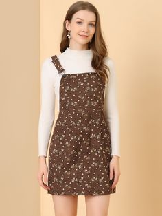 Shop Allegra K for Adjustable Strap Pinafore Corduroy Floral Bib Overalls Dress you are looking for, get more women's Skirts for yourself. Order now! Free Returns！ Casual Long Sleeve Pinafore Dress, Spring Long Sleeve Pinafore Dress, Casual Brown Pinafore Dress For Fall, Casual Brown Pinafore Dress For Spring, Spring Brown Pinafore Dress, Overalls Dress, Bib Overalls, Women's Skirts, Overall Dress