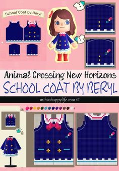 an animal crossing new horizon school coat pattern is shown in this image and it's also available for purchase