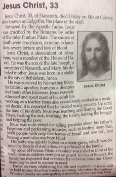 a newspaper article with an image of jesus christ