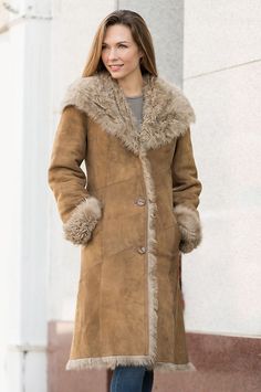 The Daizy Sheepskin Coat Luxury Sheepskin Fur Coat With Pockets, Luxury Classic Long Fur Coat, Luxury Classic Hooded Jacket, Luxury Sheepskin Fur Coat With Fleece Lining, Shearling Coat Womens, Classic Feminine Style, Winter Coat Outfits, Gloves Fashion, Fur Coat Vintage