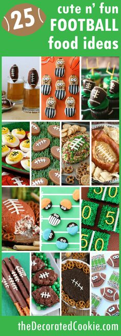 a collage of football themed food and desserts for st patrick's day