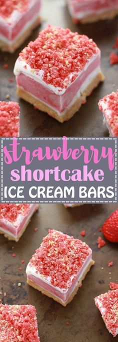 strawberry shortcake ice cream bars with sprinkles on top and in the middle