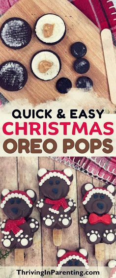 christmas oreo pops with the words quick and easy christmas oreo pops