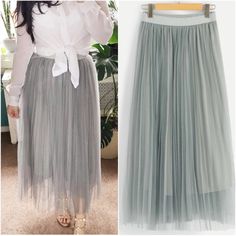 Elegant Gray High Waisted Pleated Party Maxi Skirt Xs S M L Xl, 100% Polyester, Ships In 7-8 Days Party Tiktok, Casual Maxi Skirt, Business Casual Minimalist, Blazer Blouse, Preppy Business, Preppy Prom, Summer 90s, Ruffle Maxi Skirt, Trendy Business Casual