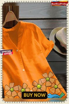 Bestdealfriday Yellow Short Sleeve Floral Shirts Tops 8969824 Casual Orange Spring Shirt, Casual Orange Shirt For Spring, Floral Shirts, Yellow Short, Holiday Tops, Shop Tops, Tops Casual, Yellow Shorts, Tops Online