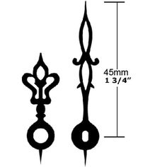 the measurements for an ornate door handle are shown in black on a white background, and there is no image to describe