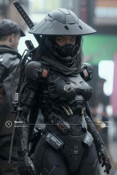 Scifi Armor Concept Art Female, Cyberpunk Assassin Character Art, Cyberpunk Character Ideas, Female Sci Fi Character Design, Futuristic Female Character Concept, Future Warrior, Space Warrior, Urban Samurai, Cyberpunk Armor