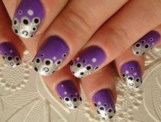 Dot Nail Designs, Polka Dot Nail Art, Purple Nail Art, Dot Nail Art, Beauty Nails Design, Polka Dot Nails, Dots Nails, Nail Tattoo, I Love Nails