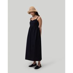 Embrace the summer feeling with our Strappy Gathered Midi Dress! . Its flowing, elegant silhouette is perfect for day-to-night wear. Crafted with a fitted bodice and flared waist for that perfect fit, this dress offers double adjustable straps and convenient side pockets for versatility and practicality. With its elasticated back and classic timelessnes, this midi dress radiates elegance and is a must-have addition to your wardrobe. Front Twist Dress, Fitted Knee Length Dress, Strappy Maxi Dress, Twisted Dress, Midi Dress Black, Mini Skater Dress, Tiered Midi Dress, Midi Short Sleeve Dress, Night Wear