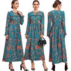 Top Rated Kaftan Dubai Abaya Women Muslim Floral Long Dress Jilbab Islamic Bohemia Dresses, Fashion Women's Dresses Multicolor Long Sleeve Dress For Eid, Flowy Long Maxi Dress For Eid, Floral Print Floor-length Maxi Dress For Eid, Long Floral Print Dresses For Eid, Flowy Eid Maxi Dress, Flowy Maxi Dress For Eid, Flowy Long Sleeve Dress For Eid, Flowy Long Sleeve Eid Dresses, Multicolor Long Sleeve Abaya For Eid