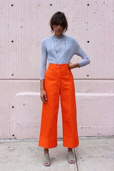 Mariam Nassir Zadeh Orange Pants, Maryam Nassir Zadeh, Looks Street Style, Orange Is The New Black, Pantalon Large, 가을 패션, Looks Style