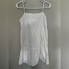 White Mini Dress, Size S Never Worn White Summer Sundress For Daywear, White Linen Sundress For Daywear, White Cotton Midi Dress With Spaghetti Straps, White Sundress For Beach, White Mini Sundress For Daytime, White Cotton Sundress For Day Out, White Cotton Mini Dress With Spaghetti Straps, White Mini Dress With Spaghetti Straps For Daywear, White Midi Dress With Spaghetti Straps For Daytime