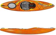 an orange kayak with the front and side views showing it's interior area