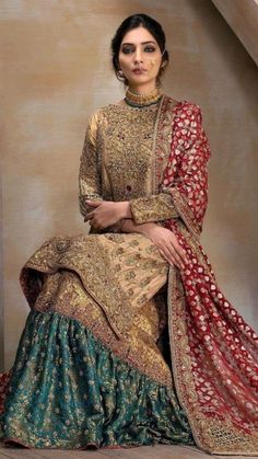 Bengali Wedding Dress, Shaadi Dresses, Bridal Gharara, Gharara Designs, Bridal Anarkali, Organza Bridal, Pakistan Wedding, Eastern Fashion