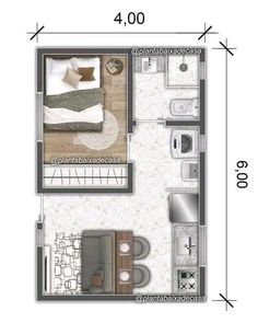 the floor plan for a small apartment with one bedroom and an attached living room area