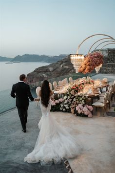 Pink And Green Wedding, Cliffside Wedding, Cliff Wedding, Europe Wedding, Greek Wedding