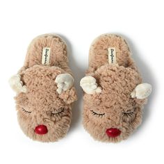 Dearfoams Kid's Holiday Novelty Reindeer Scuff Slipper Kick back, relax, and celebrate the holidays in style with these charming novelty scuffs! Cozy flannel lining and memory foam insoles form the perfect comfort combo, while machine washable designs ensure they're extra-easy to clean. Reindeer Slippers, Holiday Slippers, Reindeer Head, Christmas Slippers, Cozy Holiday, Kids Slippers, Cozy Flannel, Holidays With Kids, Making Memories